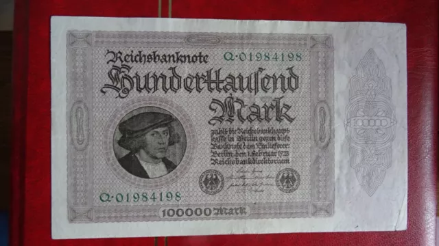 Deutsches Reich, Banknote 100.000 Mark 1923, gute Erhaltg, s. Foto/Beschrbg