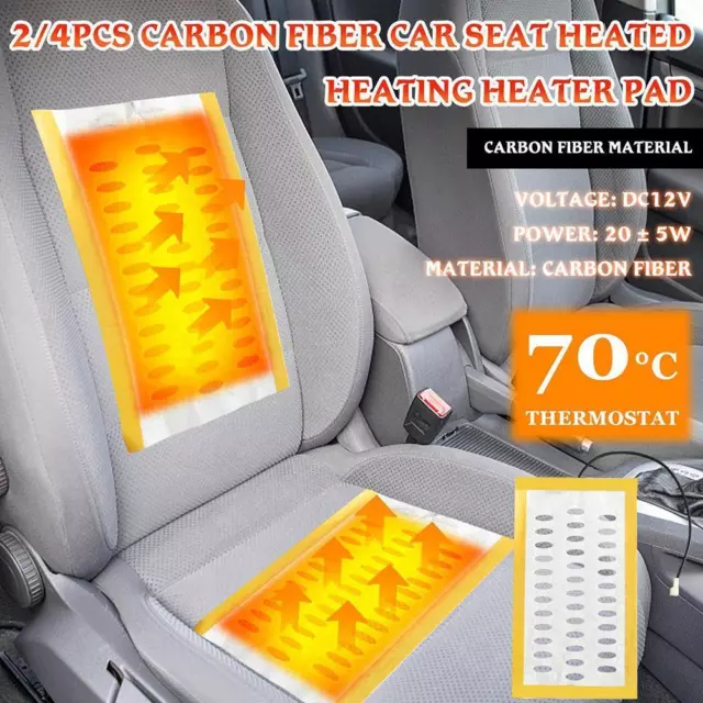 2/4Pads Carbon Fiber Car Heated Seat Heater Kit Universal W NE E5F9