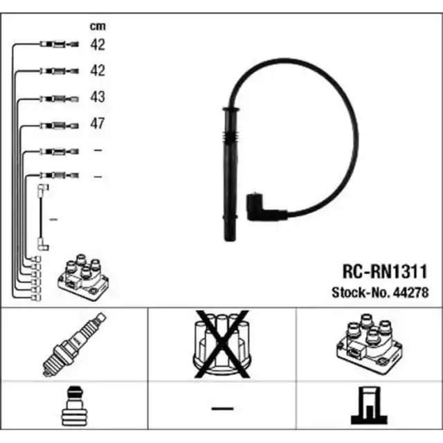 NGK Kit Cavi Accensione per Dacia Logan Sandero Nissan Renault Twingo C