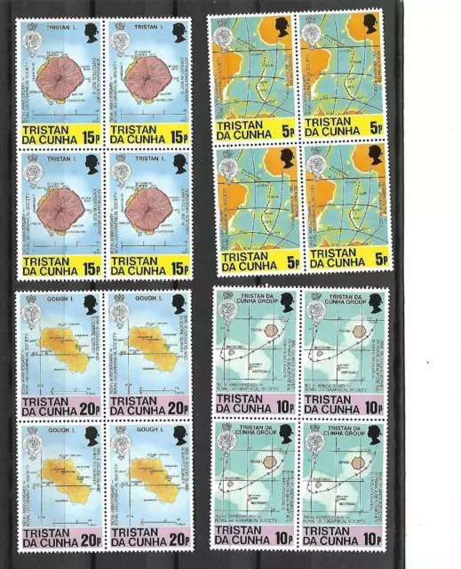 Tristan Da Cunha , Qe11, 1980' Maps Of Island, Sg 296-99, Mnh Blocks 4