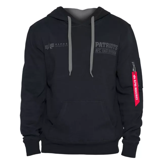 Felpa con cappuccio New Era x ALPHA IND NFL New England Patriots logo pullover con cappuccio nero