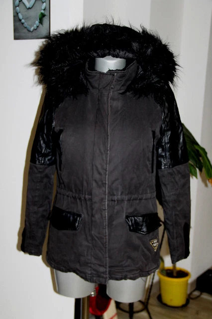 Manteau Enfant IKKS 4 Ans - Noir Avec Fourrure Polaire Grise, Occasion En Très Bon état