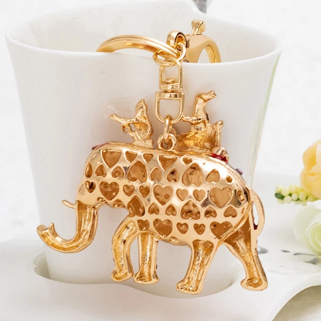 Elephant Key Charm Rhinestone Elephant Keychain Keychains Car Keys Accessories 7