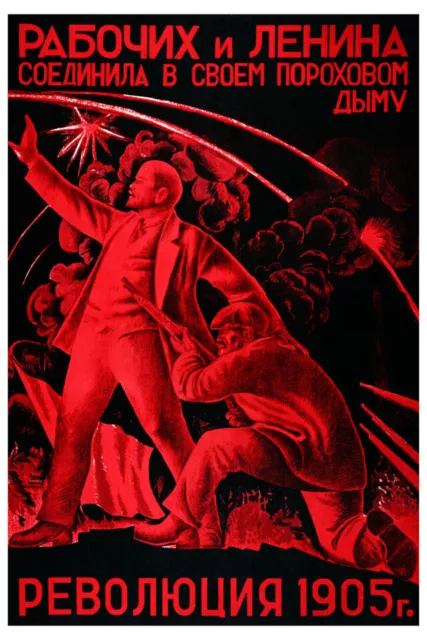 Lenin and the Workers United Red USSR Russian Soviet Propaganda Poster Art Print