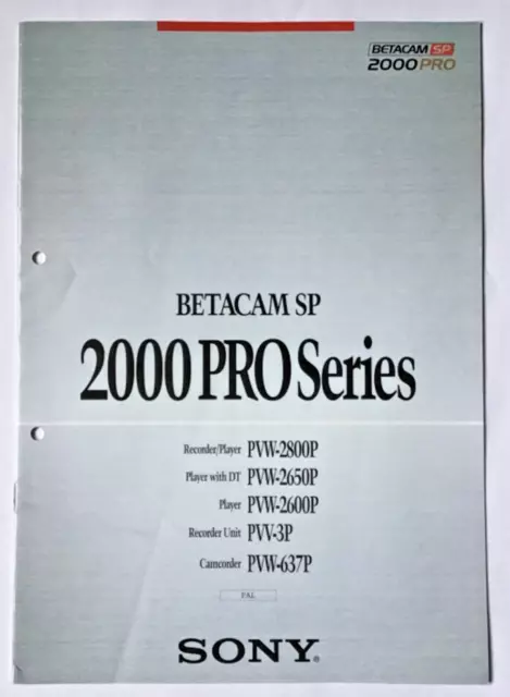 Sony Betacam SP 2000 Pro Series Brochure
