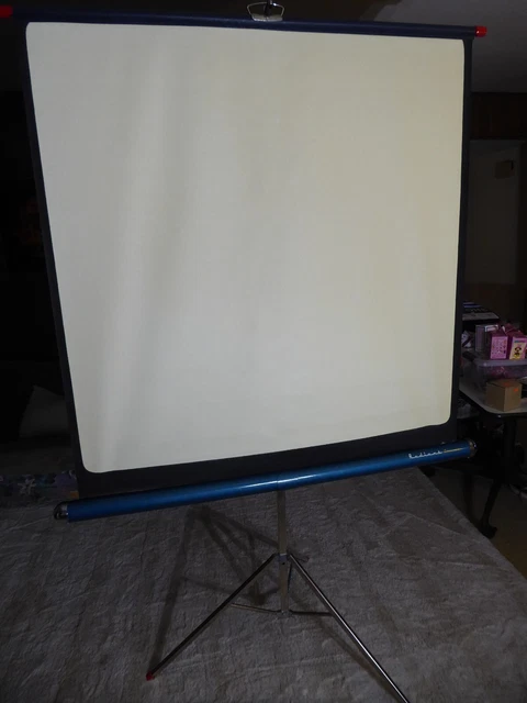 Vintage 1960's Radiant Screenmaster Projector Movie Screen Folding Tripod 37x50