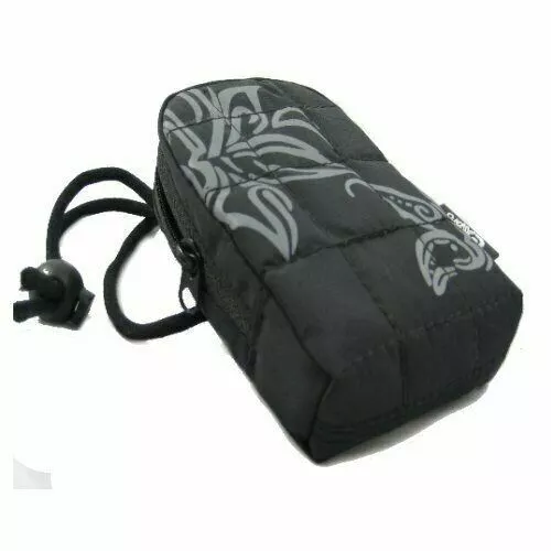 Ex-Pro Compact Camera Case Universal Soft Bag Pouch + Strap + Carabiner - Black