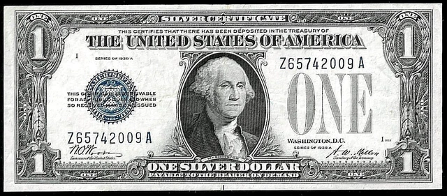 1928 A United States Silver Certificate $1 Dollar Note Fr # 1601