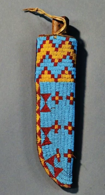 Lakota Style Indian Beaded Knife Cover Native American Leather Knife Sheath