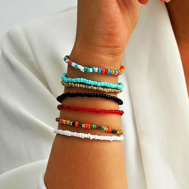 Ensemble de 7 Bracelets Perles de verre Naturelles
