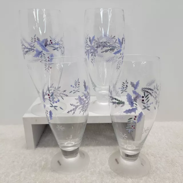 Pfaltzgraff Winterberry Winter Frost Glasses CHRISTMAS Highball Water Goblets