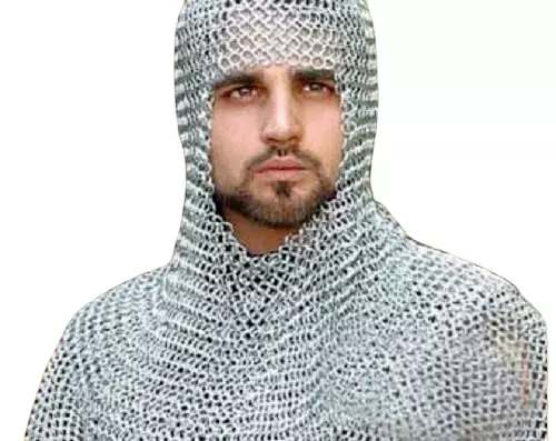 10 mm 16 Gauge Aluminium Butted Chain mail Coif / Medieval Hood