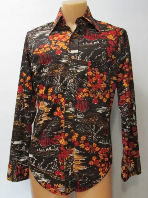 Men's Vintage ZAYRE 70’s Polyester Disco Shirt Matt Andrews size Medium