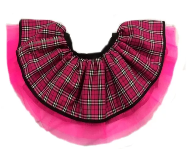 Neon Tutu Skirt 80'S Fancy Dress Hen Party Pink Tartan Kilt Punk Gothic One Size