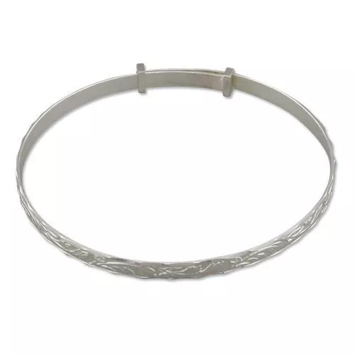 Bracelet Femmes Coupe Diamant Et en Relief Extensible Argent Sterling