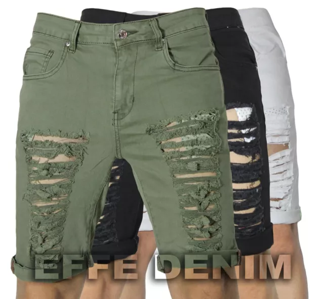 Bermuda Cotone strappati Jeans uomo Shorts Denim pantaloni slim elasticizzati