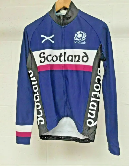 Long Sleeve Scotland Cycling Jersey Top Roubaix Full Zip Navy Cycle Top Jacket