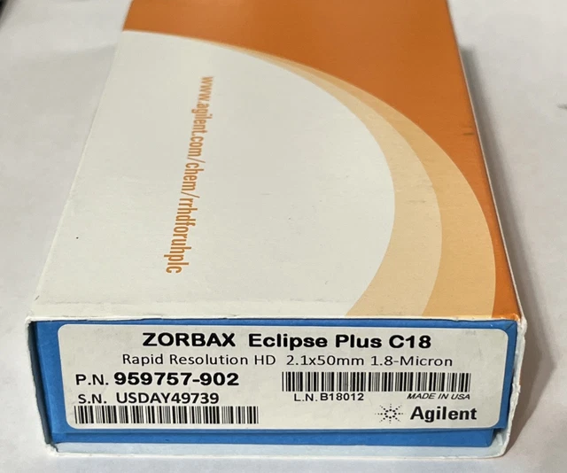 Colonne HPLC Agilent ZORBAX RRHD Eclipse Plus C18, 2.1x50 Mm, 1.8 µm - Occasion