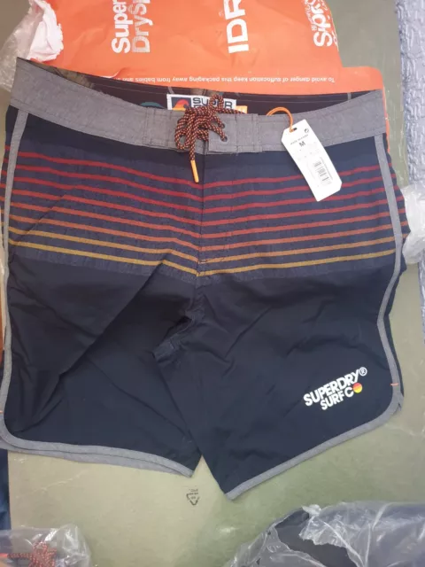 retro board shorts darkest navy mens medium size new rrp£39.99 superdry upstate