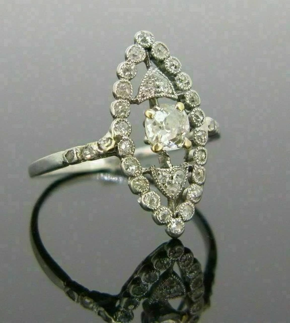 2.71 Carat Round Cut Lab-Created Diamond Openwork Victorian Vintage Dinner Rings
