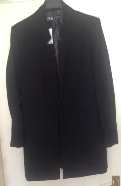 ZARA BLACK INVERTED Lapel Collar Frock Coat Jacket Blazer size XXL 43 chest 44.99 PicClick UK