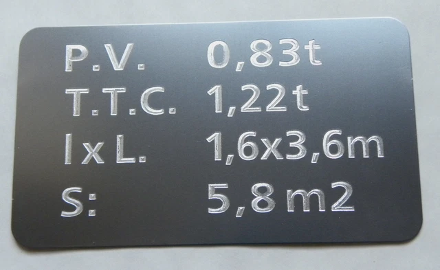 Plaque De Tare Aluminium Vierge 100x50 Mm - Avec Rivets POP - Caravane/Remorque