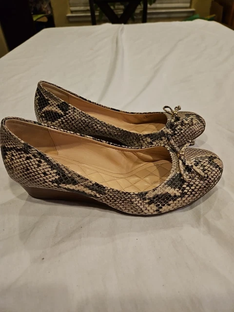 COLE HAAN TALI Luxe Tortoiseshell Patent Leather Low Heel Wedge