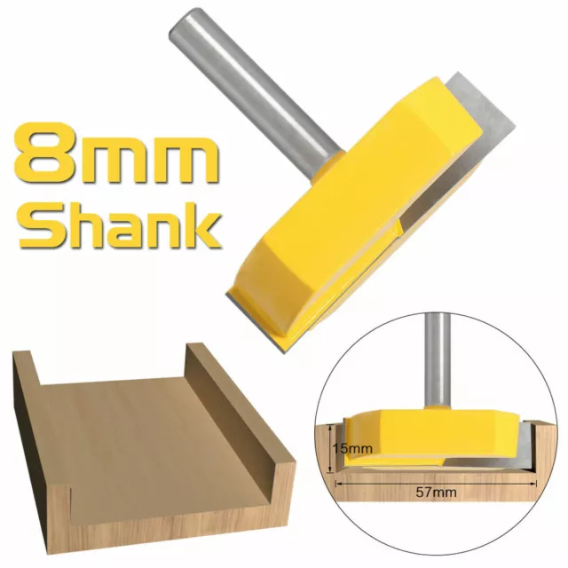 8mm Shank 2-1/4" Dia Bottom Cleaning Router Bit Woodworking Milling Cutter Tool