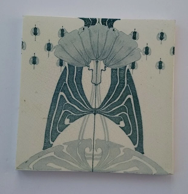Minton Tile Art Nouveau c1890 English Antique 15x15cm Vintage