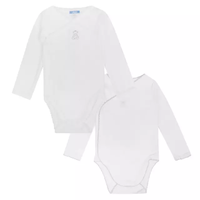 Baby Girls Bodysuits 2 Pack Jacadi Designer Long Sleeve 0-12M Rrp £23 Bnwt