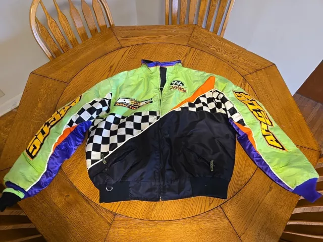 Vintage Arctic Cat Team Arctic racing snowmobile Jacket coat checkered flag XLT