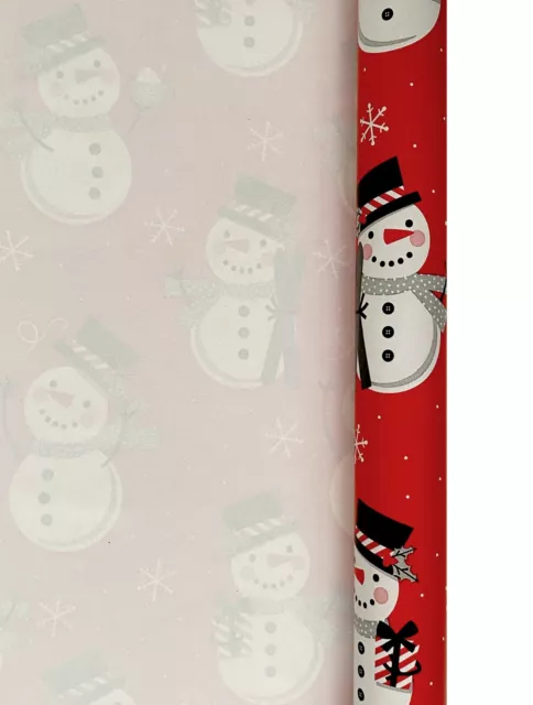 Navidad Papel de Envolver 6 Rollos 12m Festivo Vacaciones Regalo Wrap Muñeco Con 3