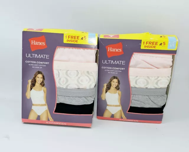 Hanes Ultimate Women's HI-CUT 5-Pack Cotton Comfort; TAGLESS  NEW 43K5D6  