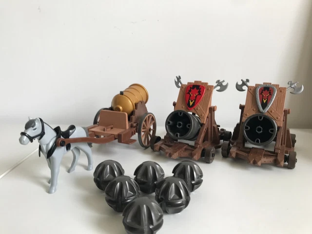 PLAYMOBIL CHEVALIERS - Chateau - Lot de 3 gros canons avec carriole EUR 15,00 - PicClick FR