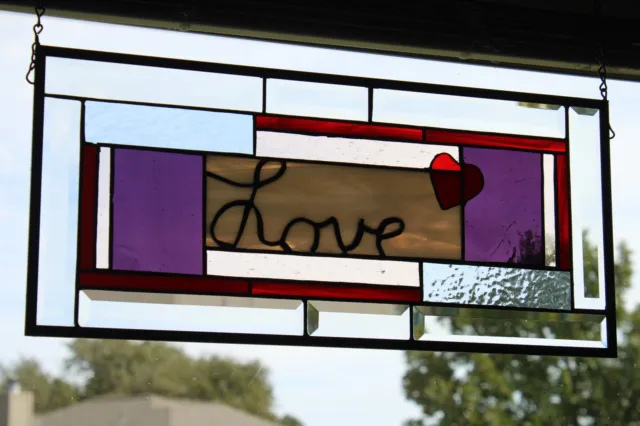 Love  21 7/8" x 9 7/8" –Beveled Stained Glass Window