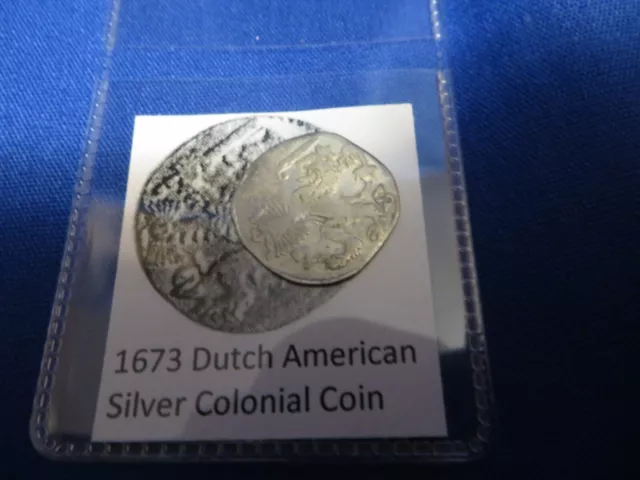 1673 Silver Early American Colonial Coin Before US Minted Coins FREE SHIPPING