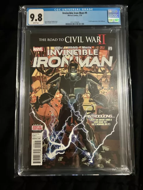 Invincible Iron Man Vol 2 #9 CGC 9.8 WP. 1st full appearance of Riri Williams