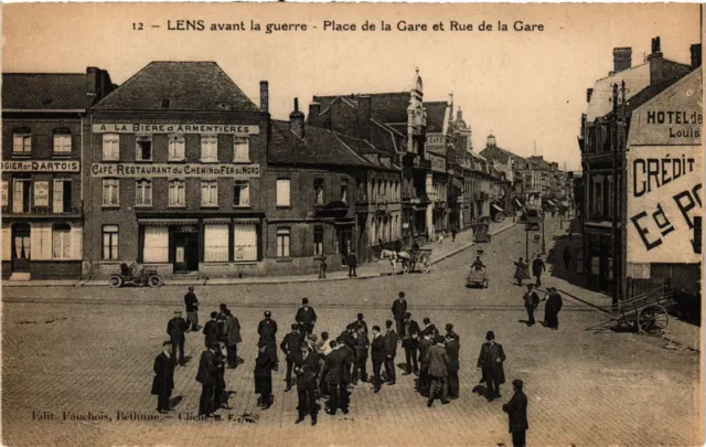 CPA AK LENS before the war - Place de la Gare and Rue de la Gare (976578)