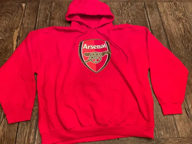 ARSENAL FC Gunners futbol club Soccer men's XL red hooded sweatshirt Hoodie