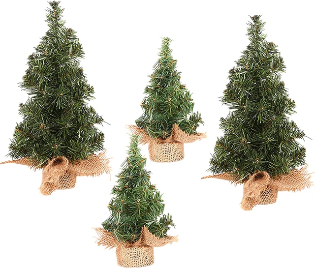 4 Pack Tabletop Mini , 7.87" / 11.81" Artificial, Miniature Pine Christmas Tree