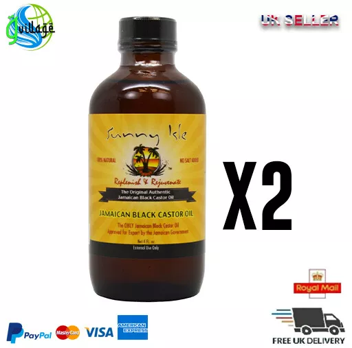 2 X Sunny Isle Jamaïcain Noir Ricin Huile Original Cheveux Cil Growth 114ml/11