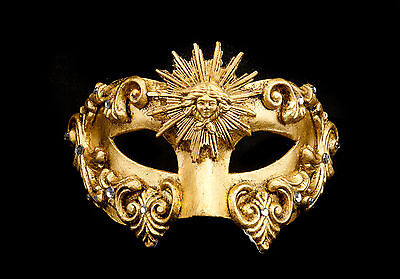 Mask from Venice Colombine Barocco Sun Golden Authentic Paper Mache 262