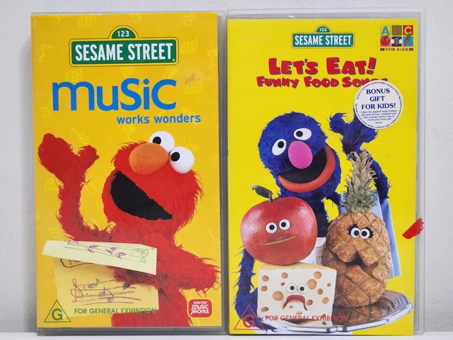 2 X SESAME Street VHS Tapes - Lets Eat!, Music Works Wonders $26.87
