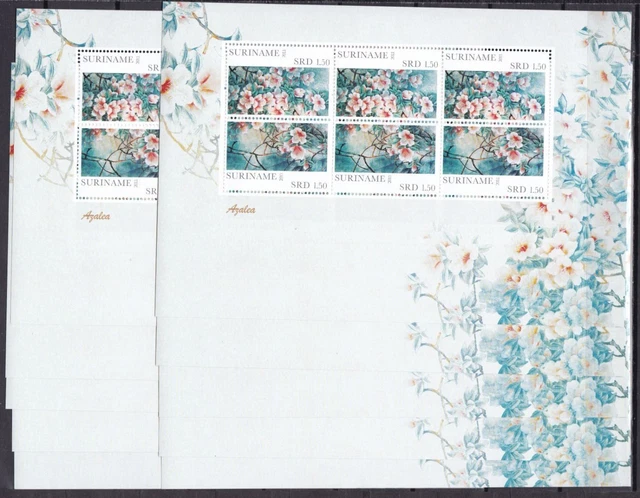 Suriname 10 x 2507/2508 Kleinbogen postfr. Azaleen Blumen flowers 2011 -23506