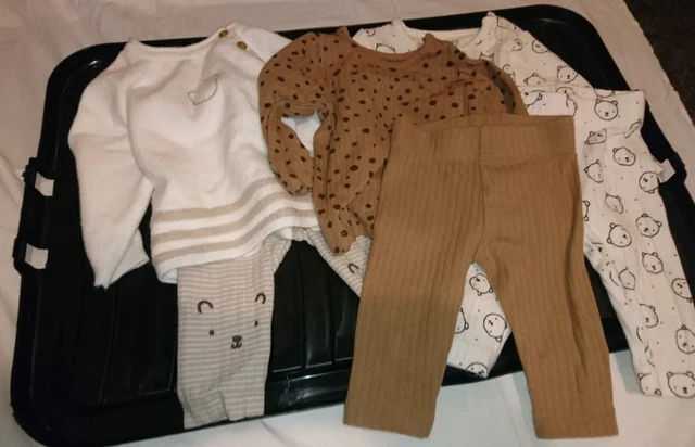 Baby Girl Neutral Teddy Bear Outfit Bundle 0-3 Months - 6 items
