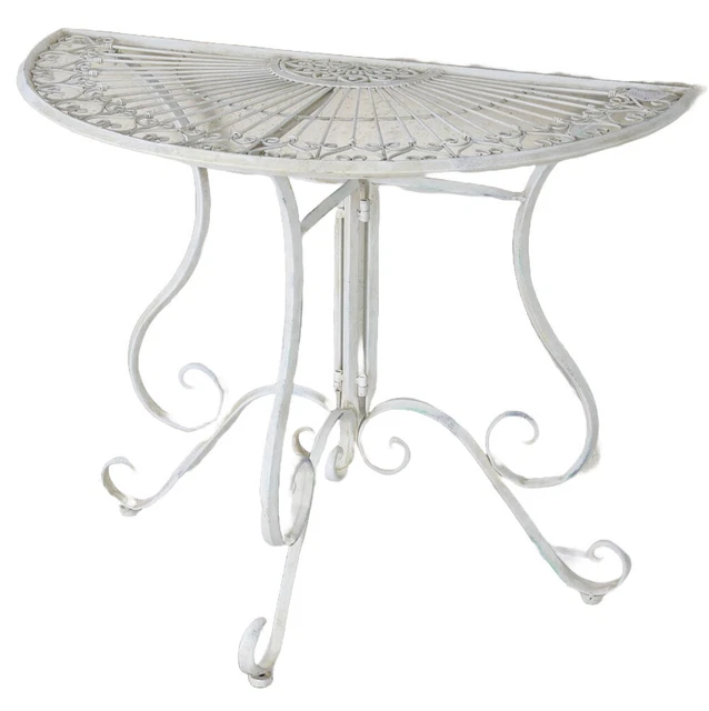 Table console CAMPO table d'appoint en pin massif blanc et brun avec 3