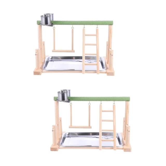 2 stücke Papagei Spielstand Vogel Spielplatz Holz Barsch Gym Training Stand