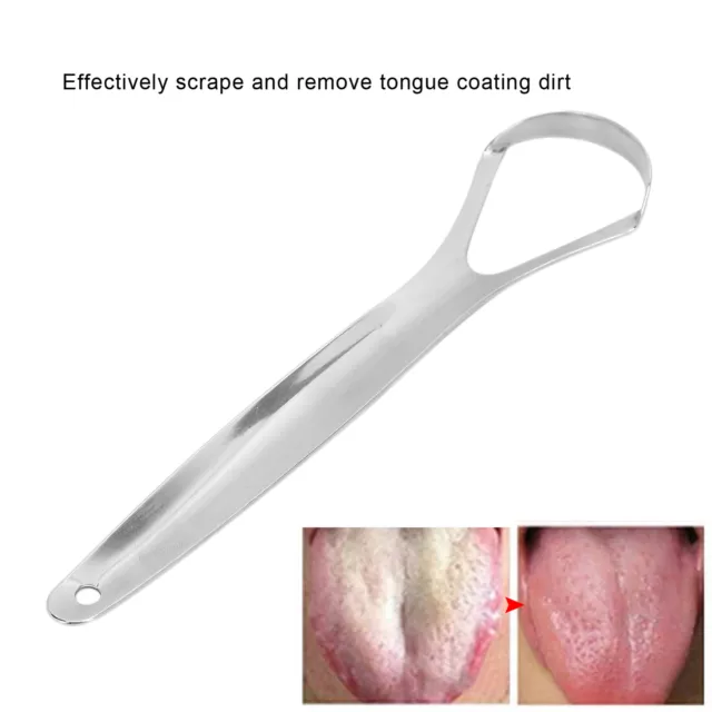 (L)2pcs Adult Tongue Scraper Portable Reusable Stainless Steel Freshen IDS