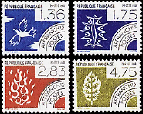 France Preobliterados P- 198/01 1988 les Quatre Elements Luxe