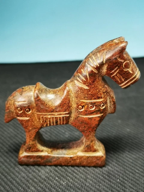 Exquisite  Ancient Chinese Old Jade Hand Carved Horse Statue F10